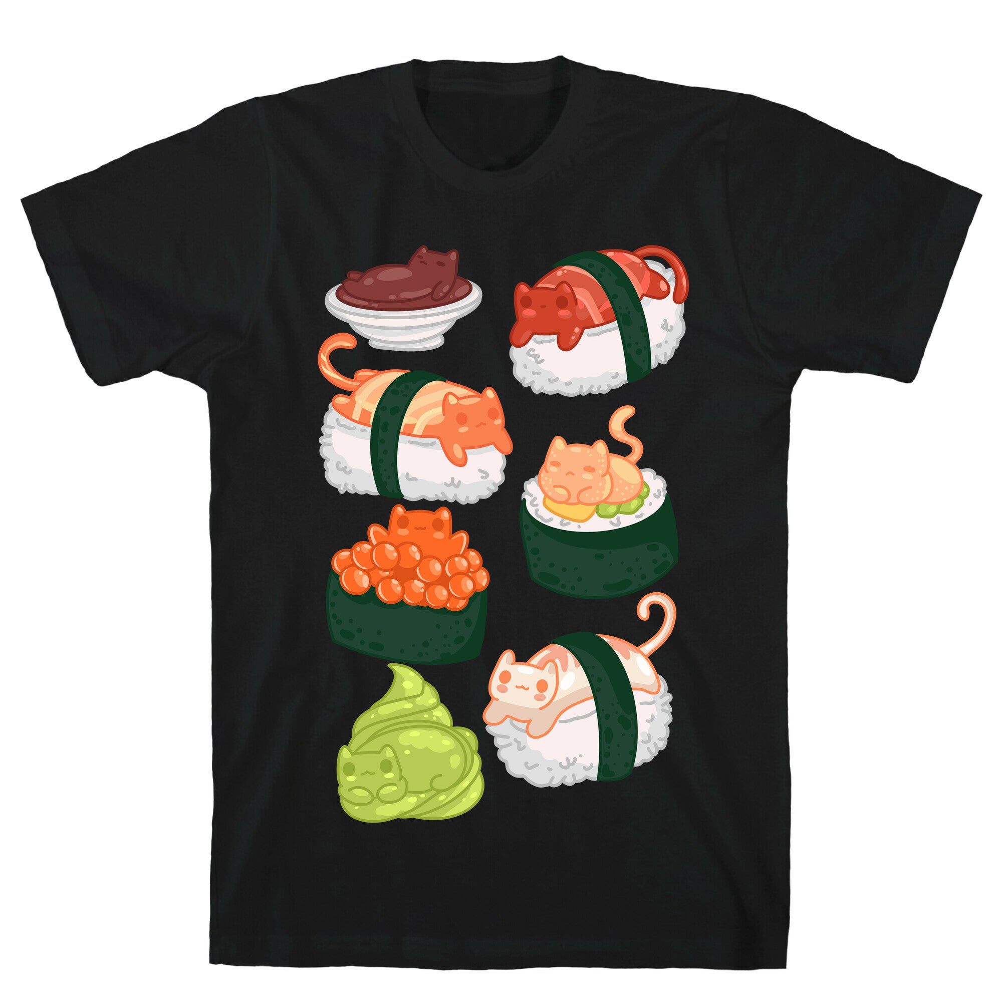 Sushi Cats Pattern T-Shirt